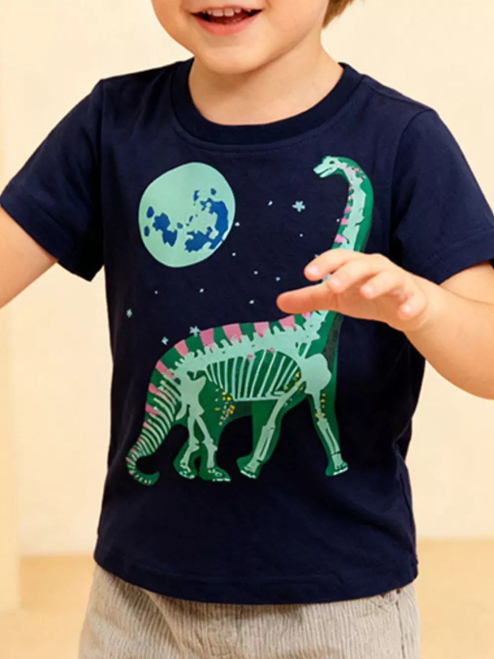 Children's Dinosaur Graphic Crew Neck T-Shirt, image 2