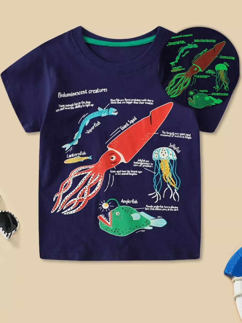 Children's Glow-in-the-Dark Bioluminescent Graphic T-Shirt