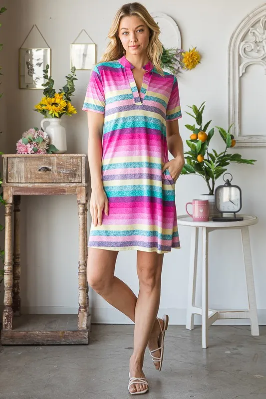 Full Size Striped Short Sleeve Mini Tee Dress Plus Size, image 12