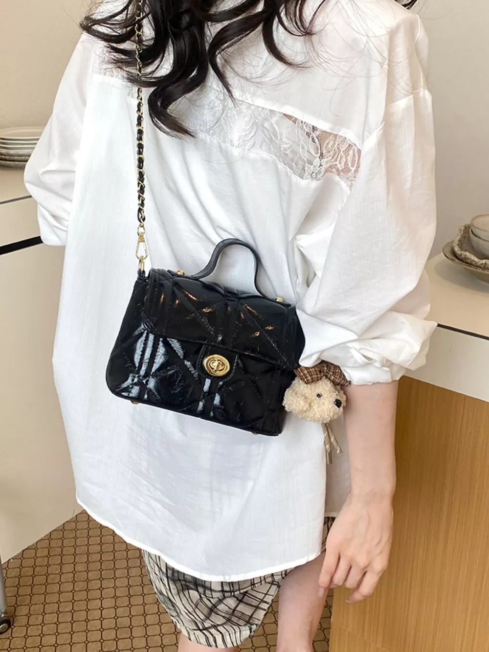 Quilted Leather Crossbody Bag, image 7