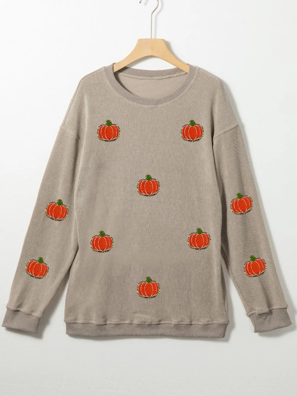 Pumpkin Round Neck Long Sleeve Sweatshirt, image 2