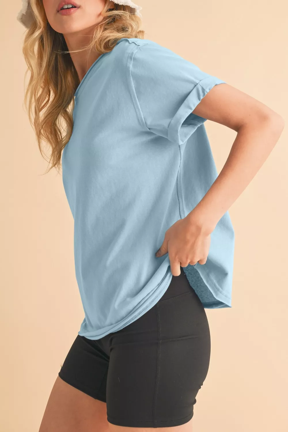 Solid Color Round Neck Casual T Shirt, image 2