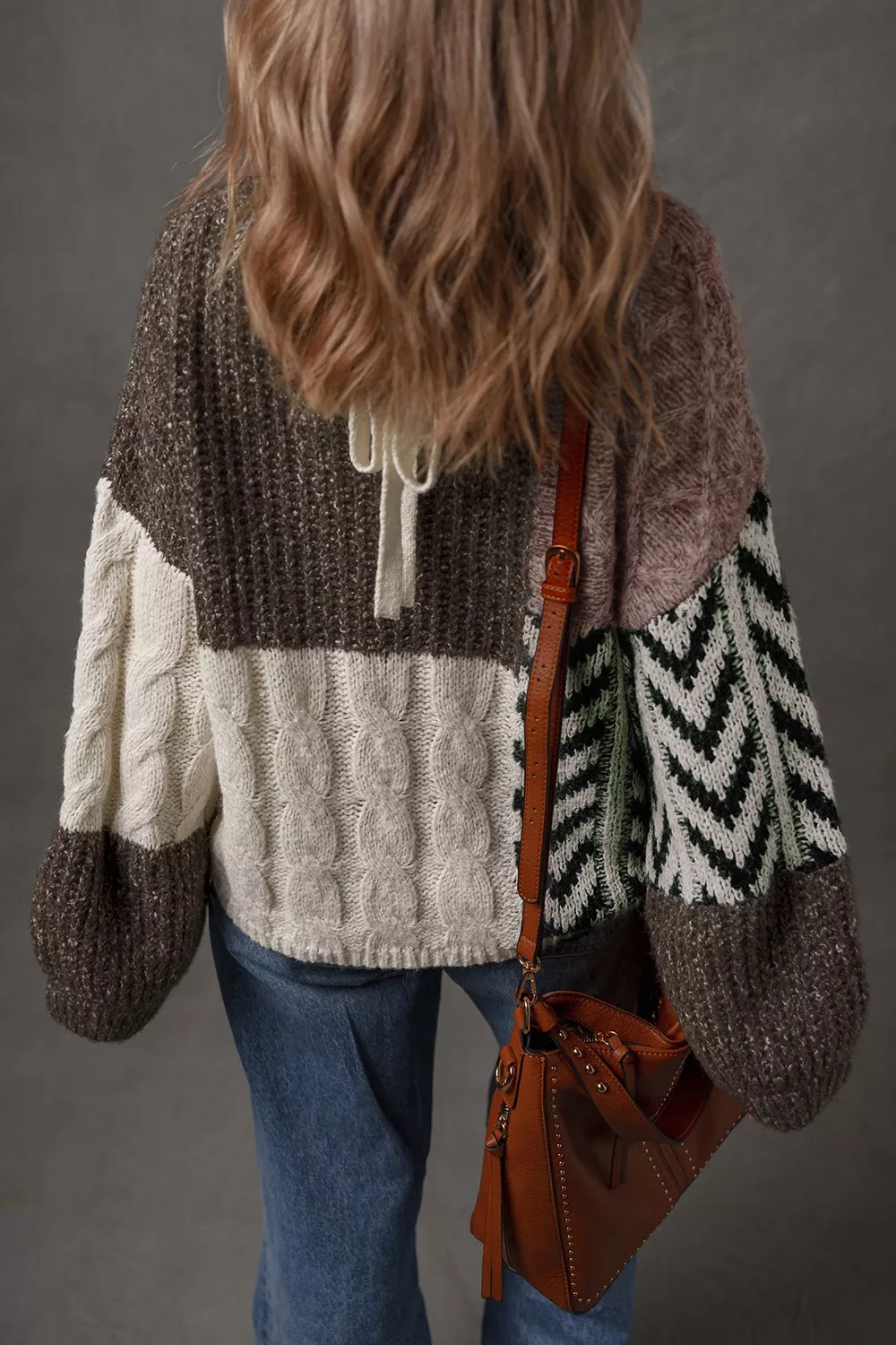 Color Block Cable Knit Sweater, image 3