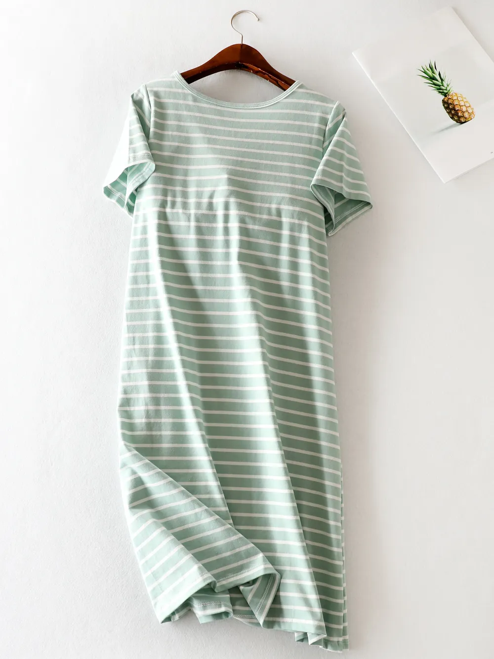 Striped Round Neck Short Sleeve Dress, image 3