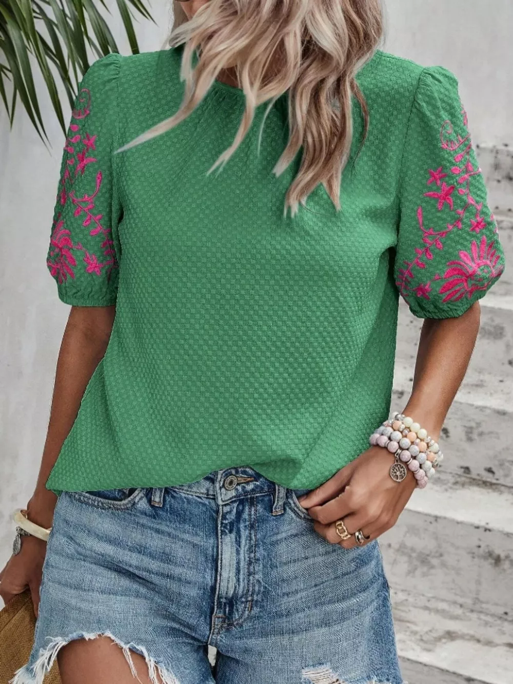Embroidered Puff Sleeve Blouse, image 16