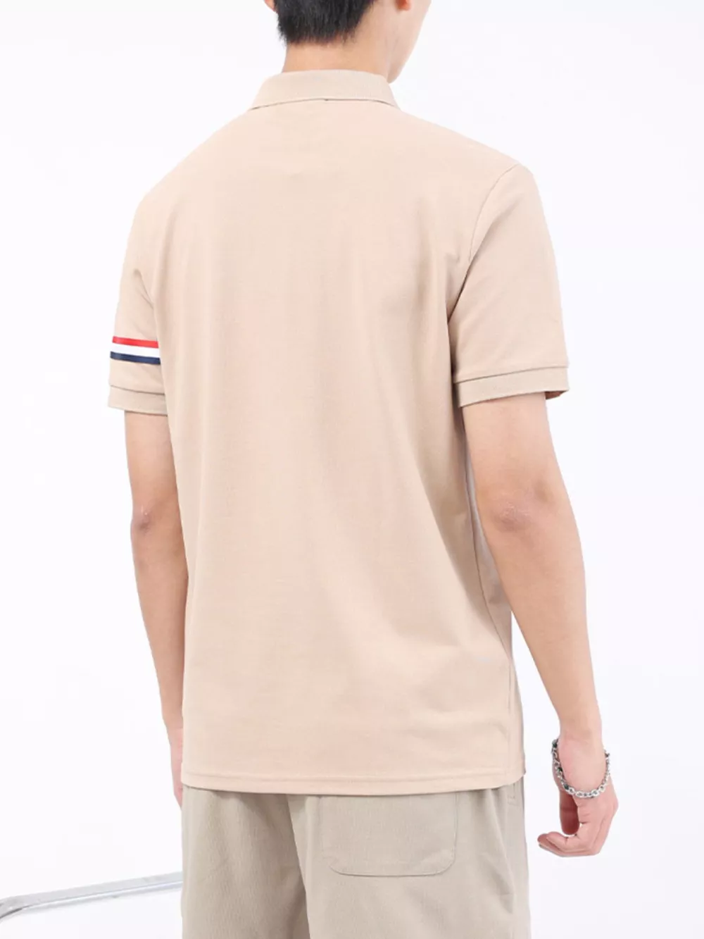 Men's Plus Size Striped Trim Casual Polo, image 3