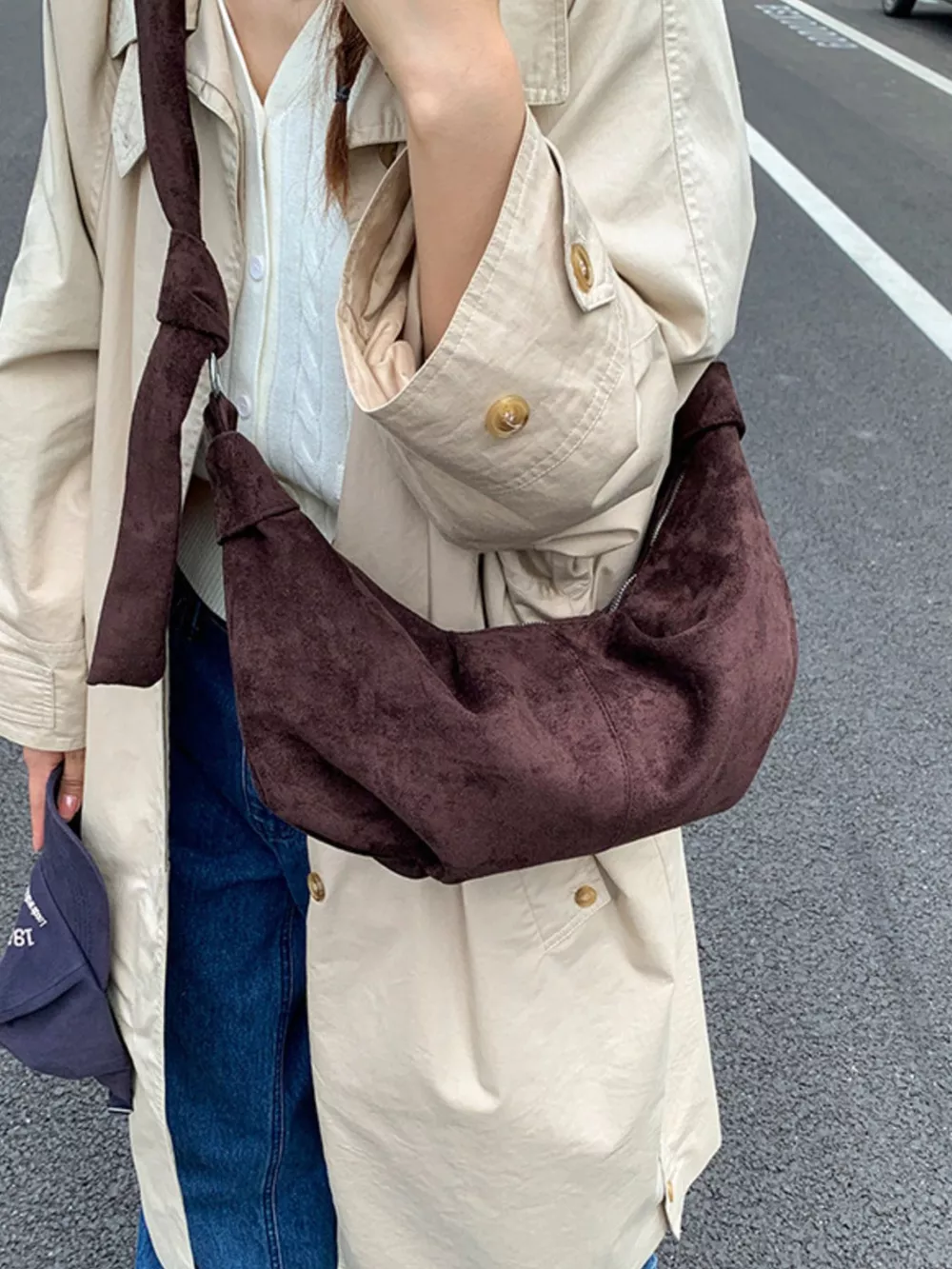 Knotted Strap Crescent Crossbody Bag, image 6