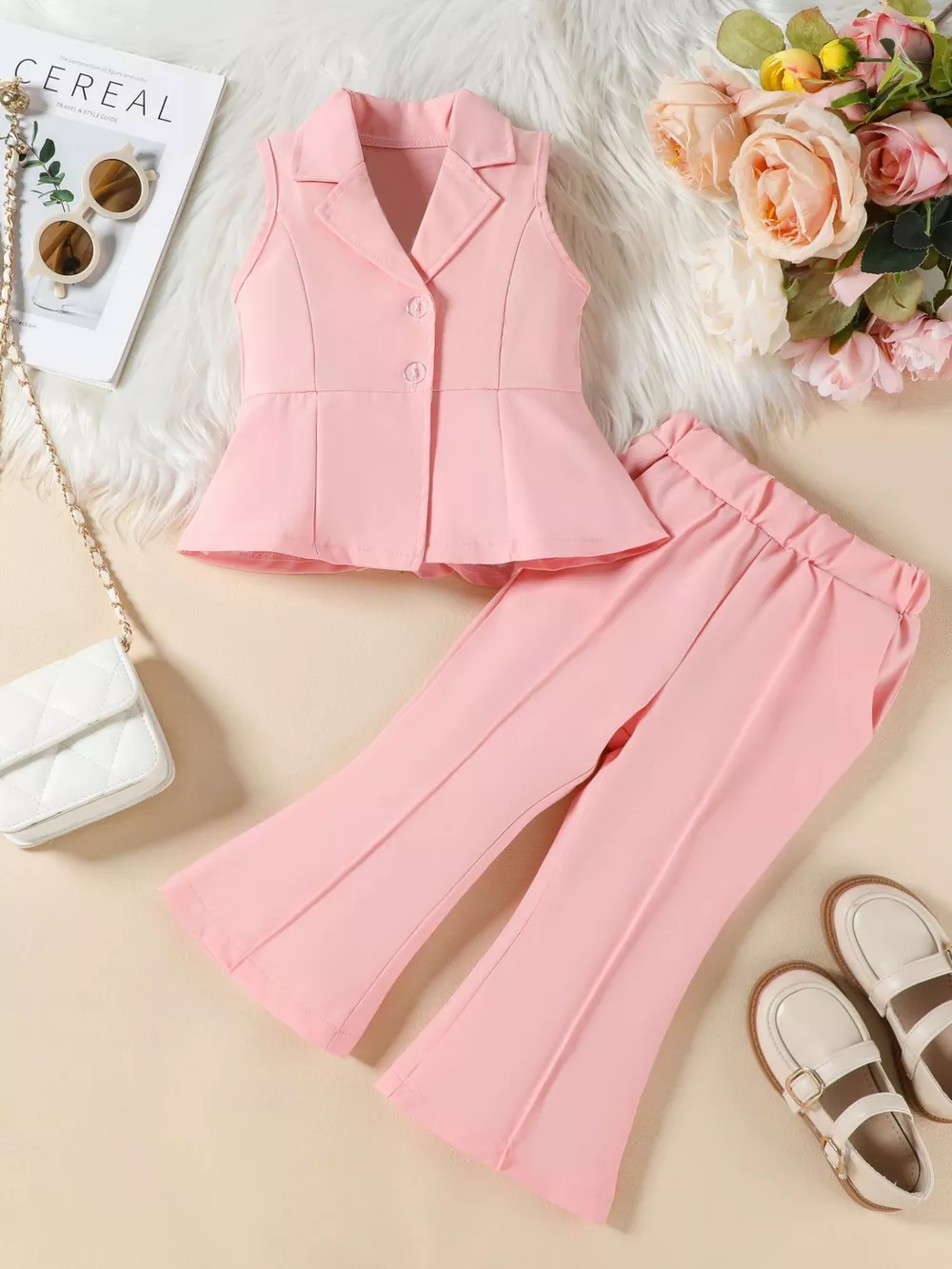 Sleeveless Blazer & Flare Pants Set, image 2