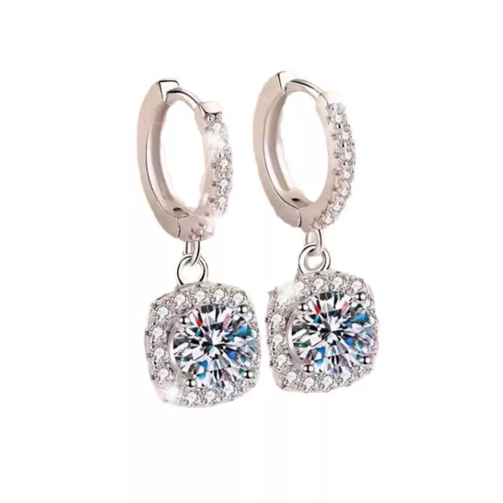 1 Carat Moissanite 925 Sterling Silver Hoop Drop Earrings, image 8
