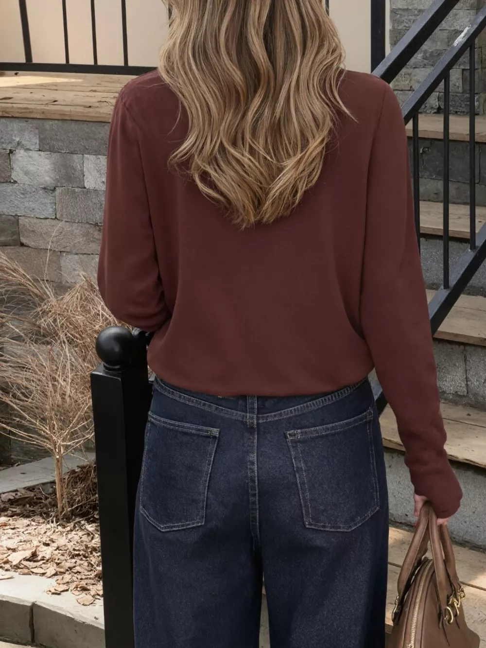 Scarf-Accented Long Sleeve Sweater, image 2