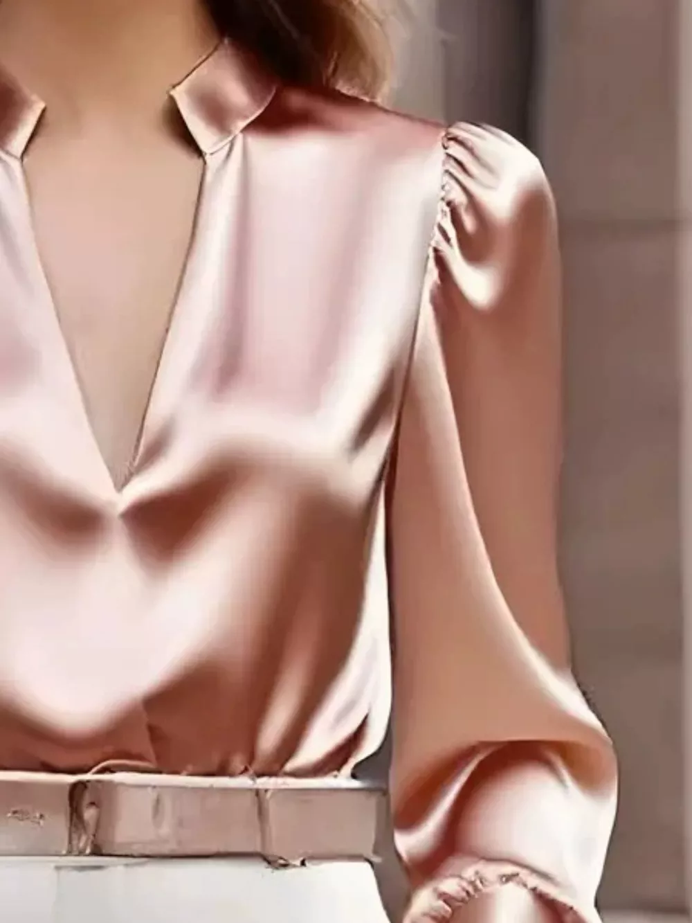 Notched Long Sleeve Blouse, image 9