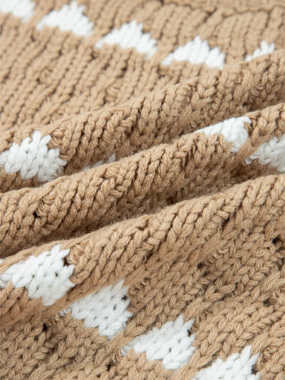 Contrast Detail Textured Knit Puff Sleeve Baggy Sweater, image 4