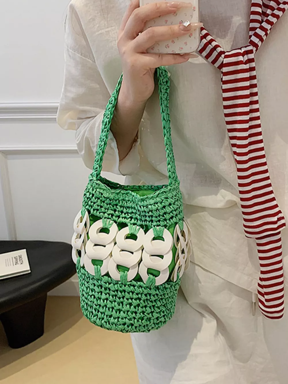 Woven Bucket Handbag, image 10