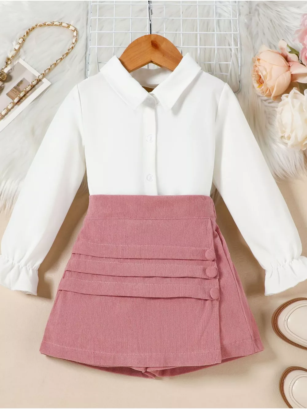 Children's Flounce Sleeve Shirt and Skort Set, image 3