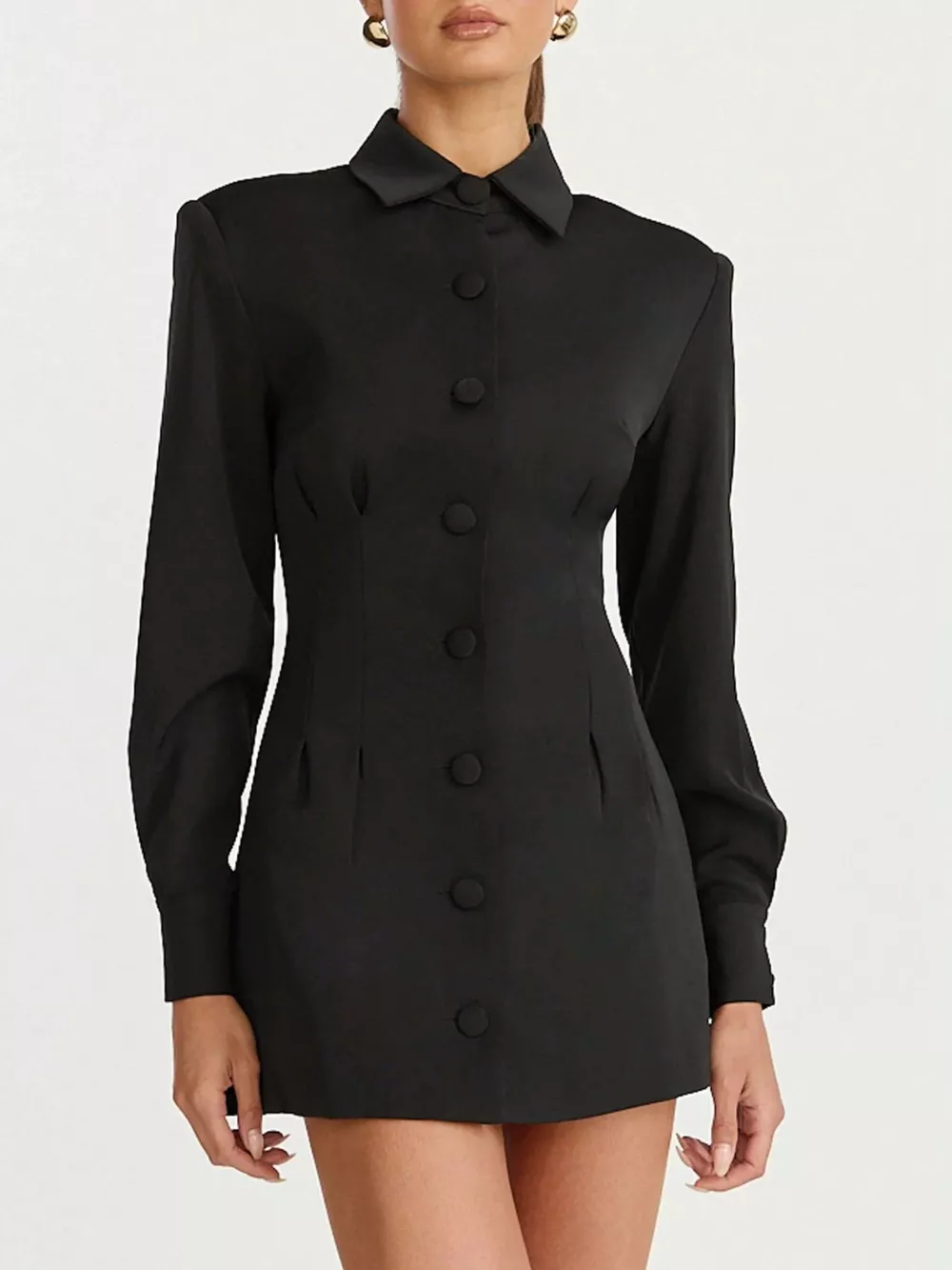 Corset-Style Button-Down Blazer Dress, image 4