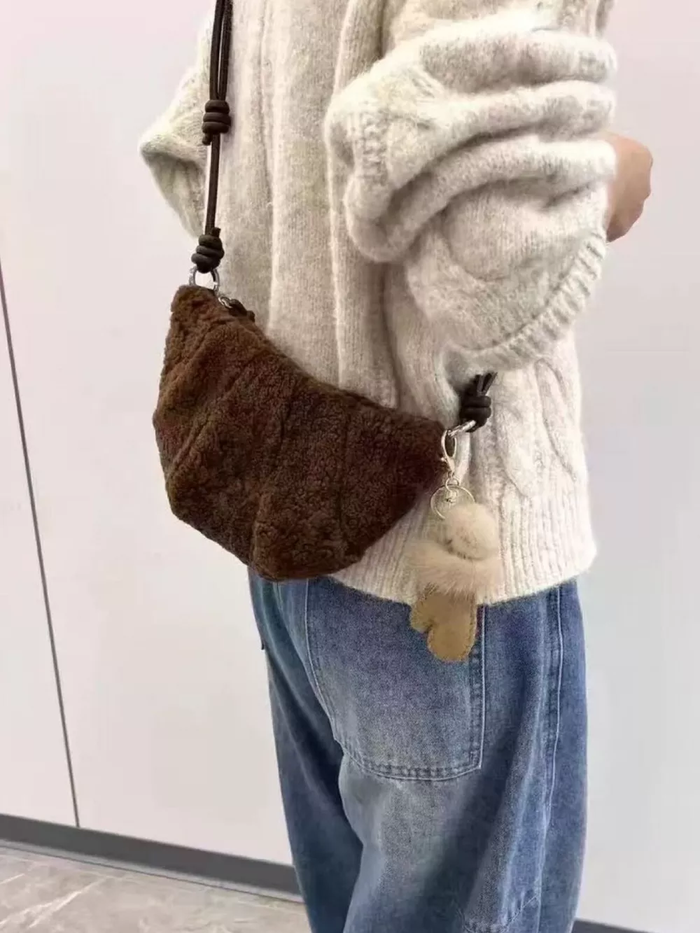 Knot Strap Furry Crossbody Bag, image 5