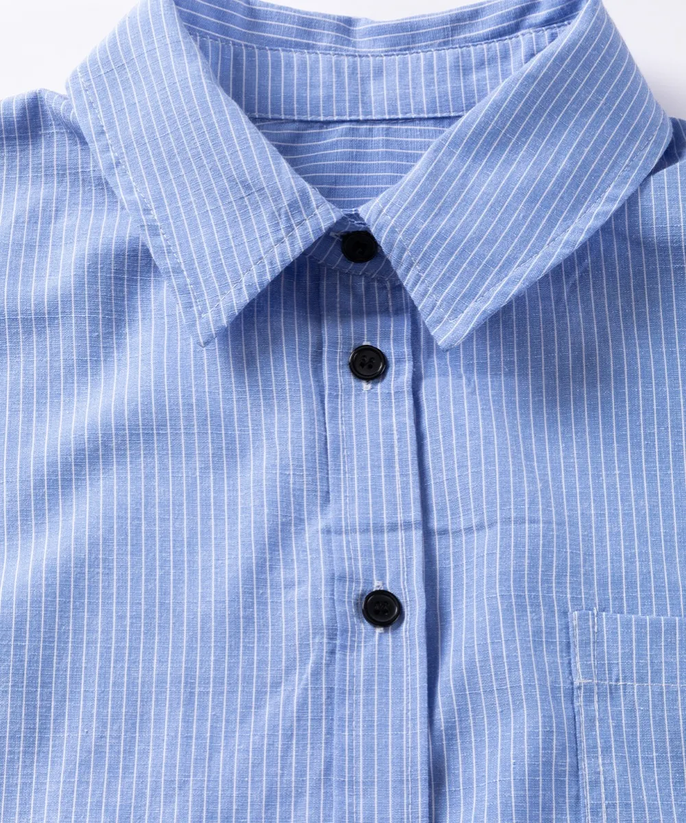 Striped Collared Neck Long Sleeve Shirt, image 3