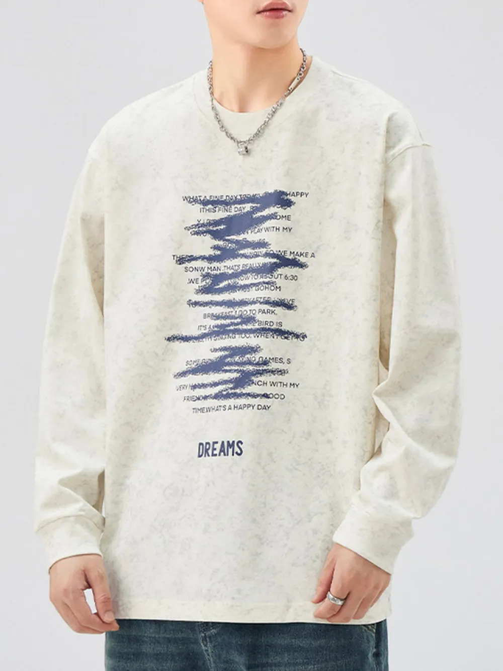 Men's Plus Size Graphic Round Neck Long Sleeve T-Shirt