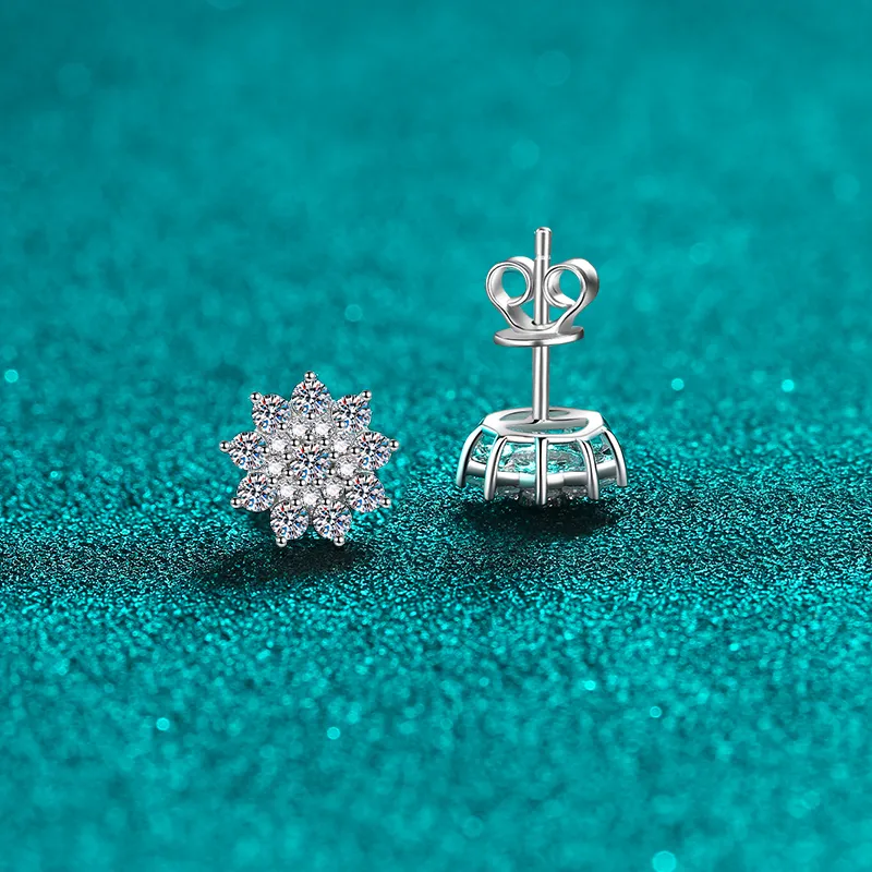 925 Sterling Silver Moissanite Zircon Stud Earrings, image 2