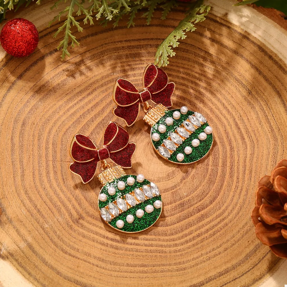 Bowknot Christmas Drop Earrings, image 4