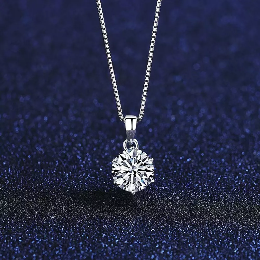 1 Carat Moissanite 925 Sterling Silver Pendant Necklace