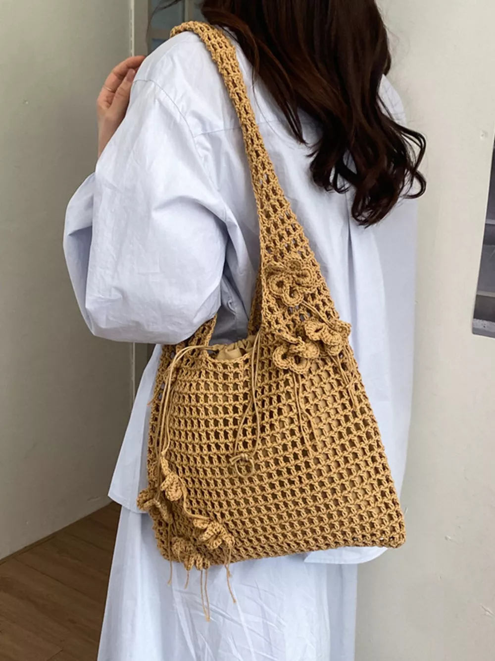 Crochet Flower Hobo Shoulder Bag, image 6