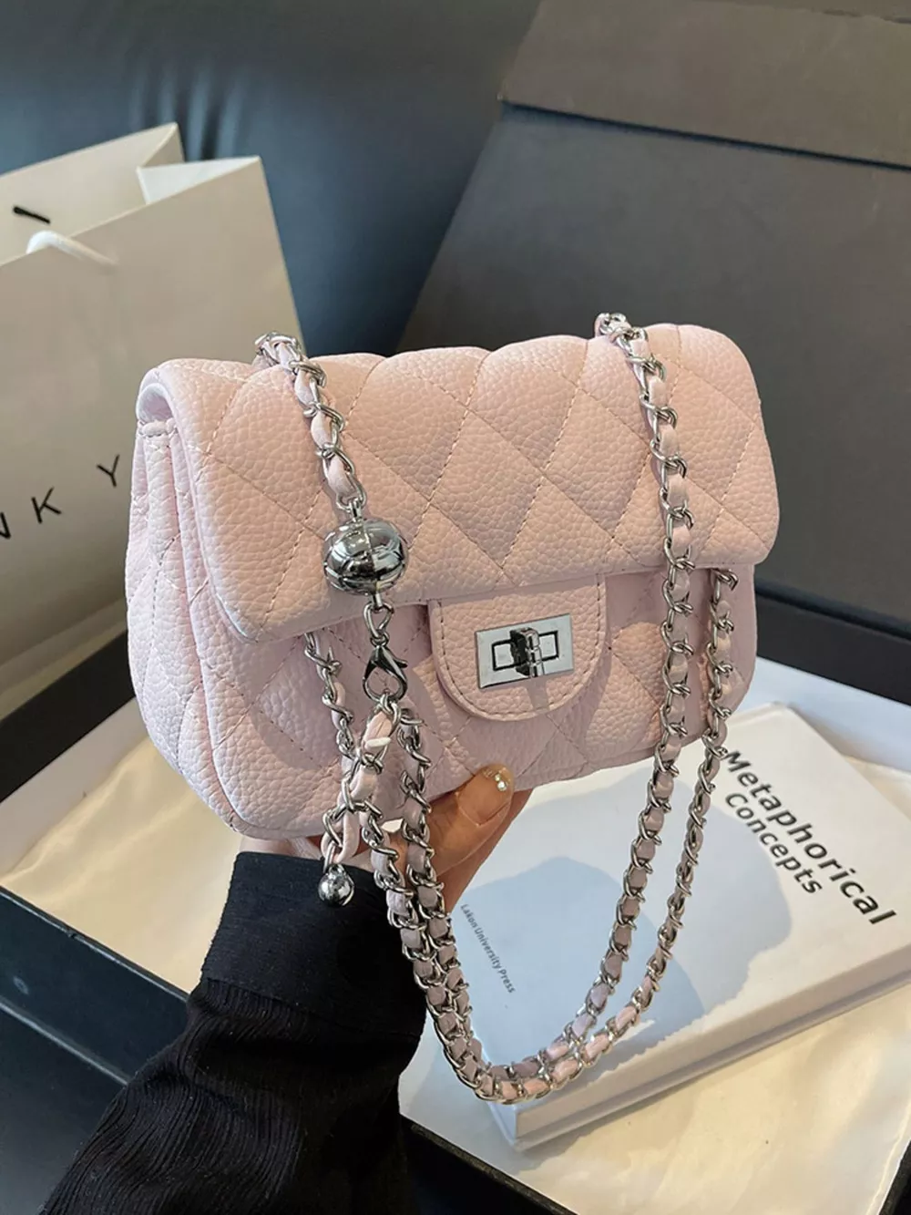 Quilted Chain Crossbody Bag, image 3
