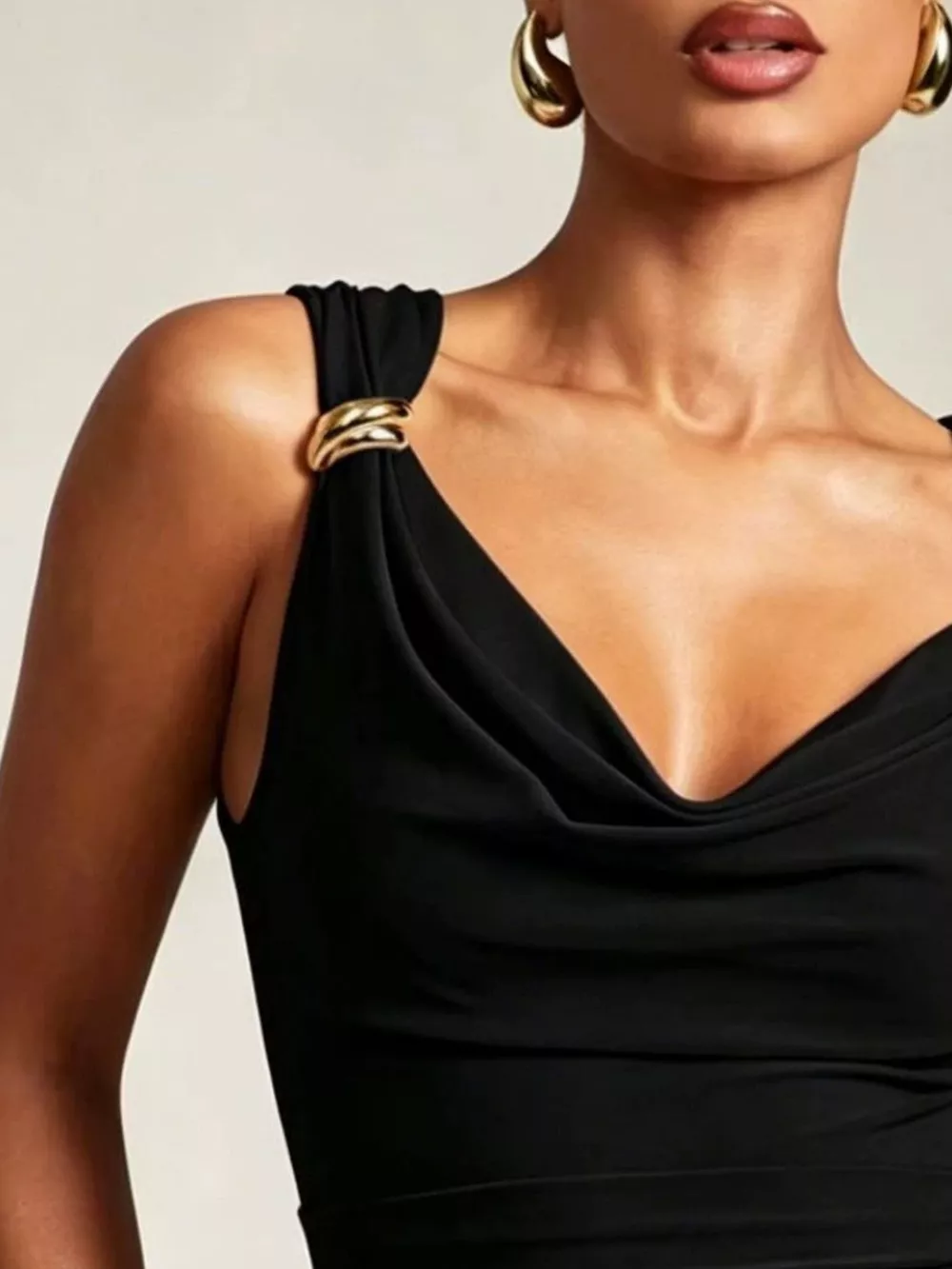 Cowl Neck Tank with Metal Ring Accents, image 8