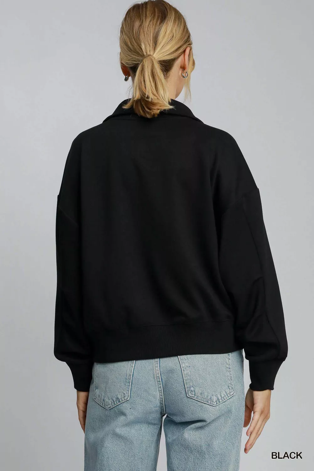 Half Zip Drop Shoulder Sweatshirt, image 3