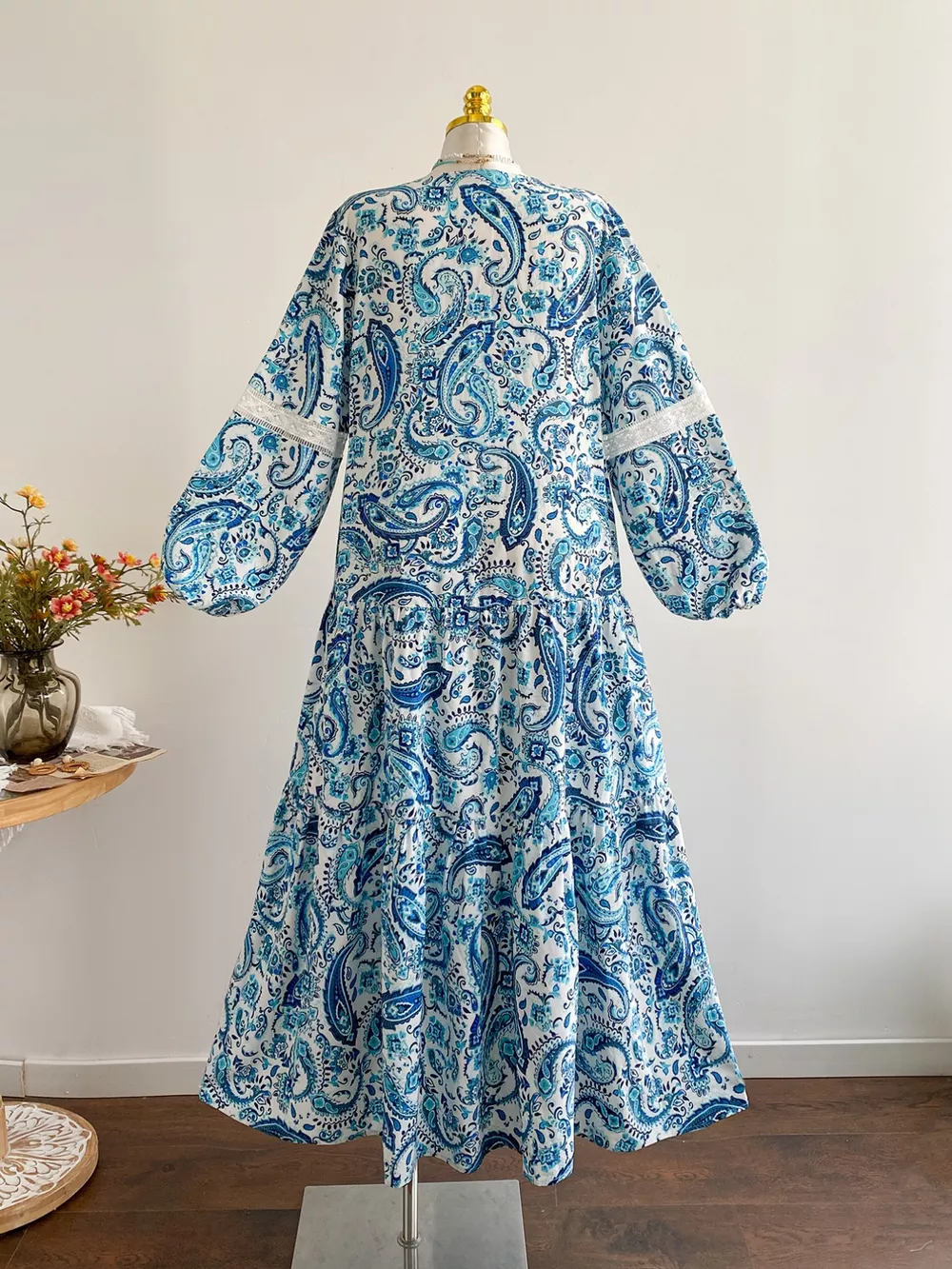 Plus Size Bohemian Paisley Print V-Neck Dress, image 3
