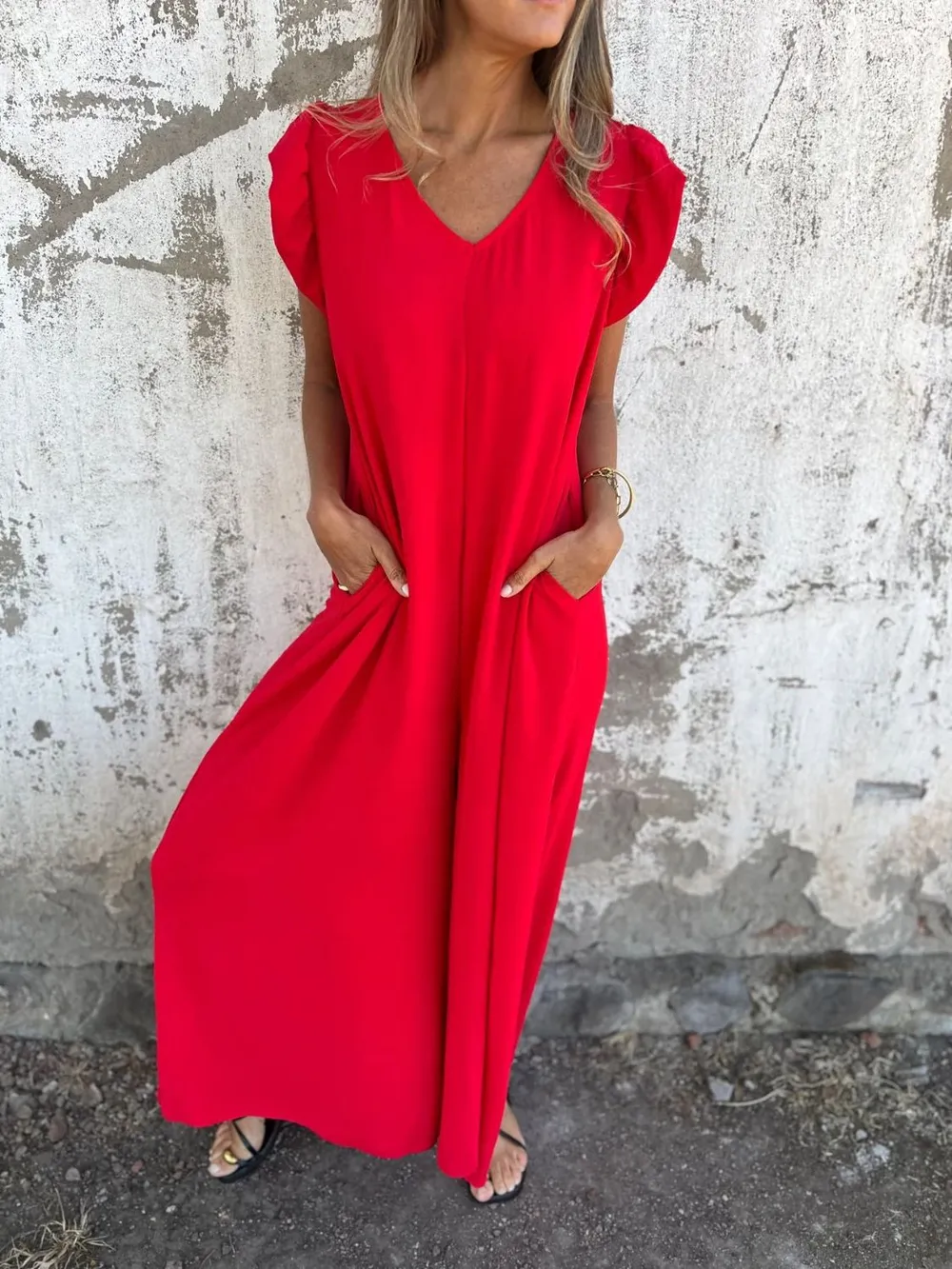 Full Size V-Neck Cap Sleeve Wide Leg Jumpsuit Plus Size, image 4