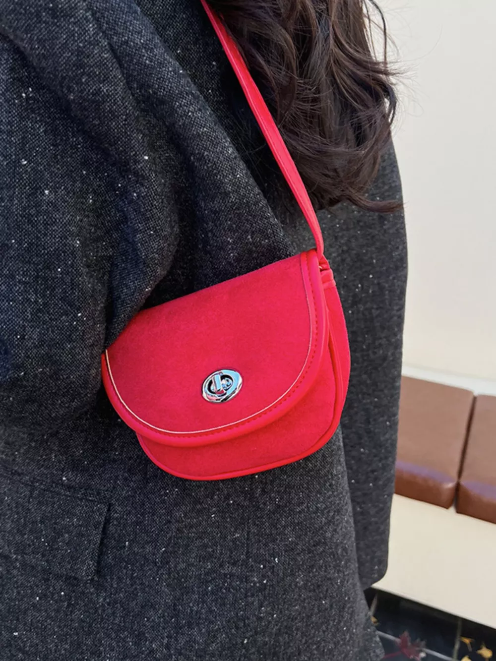 Suede Flap Crossbody Bag, image 4
