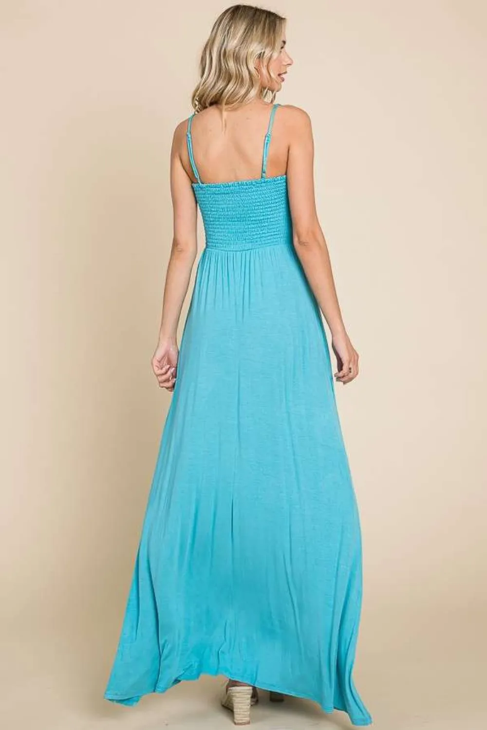 Full Size Smocked Cami Maxi Dress with Pockets, image 2