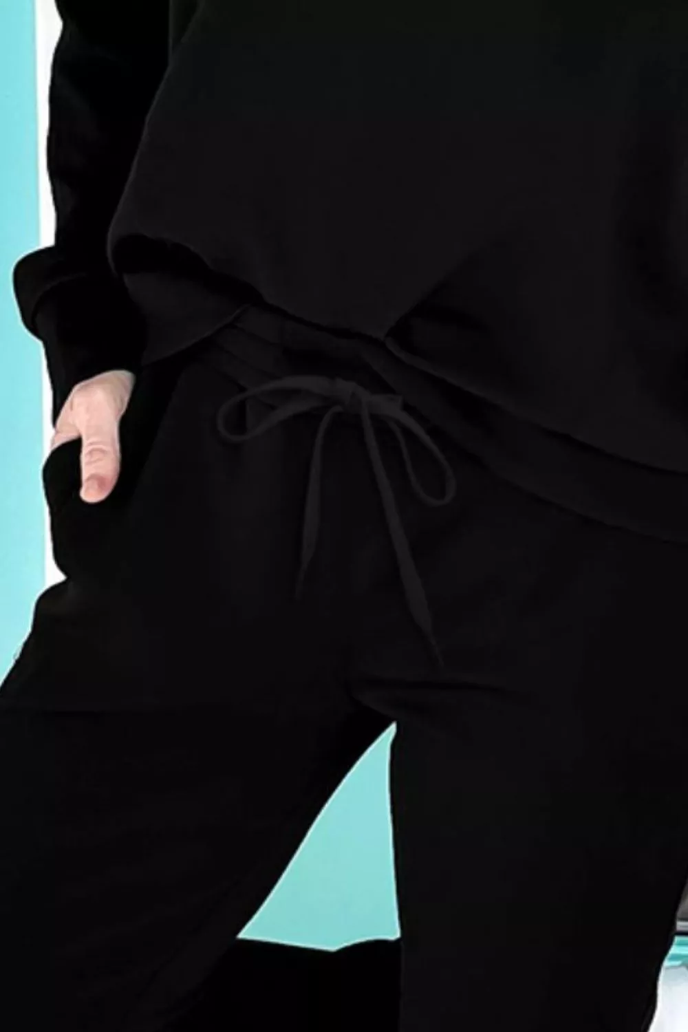 Relaxed Fit Zip Collar Top and Pants Set, image 2