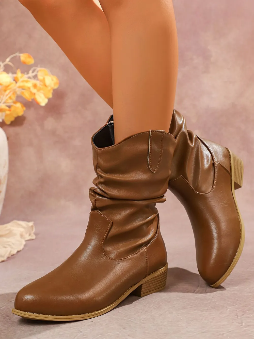 Mid-Calf Western Boots with Block Heels, image 6