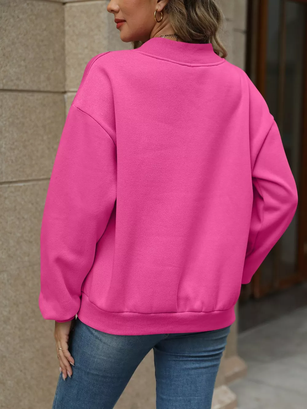 V-Neck Solid Color Casual Sweatshirt, image 7