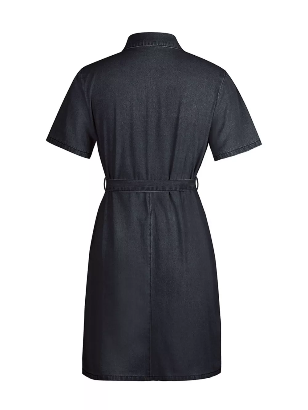 Zip Front Short Sleeve Denim Dress, image 5