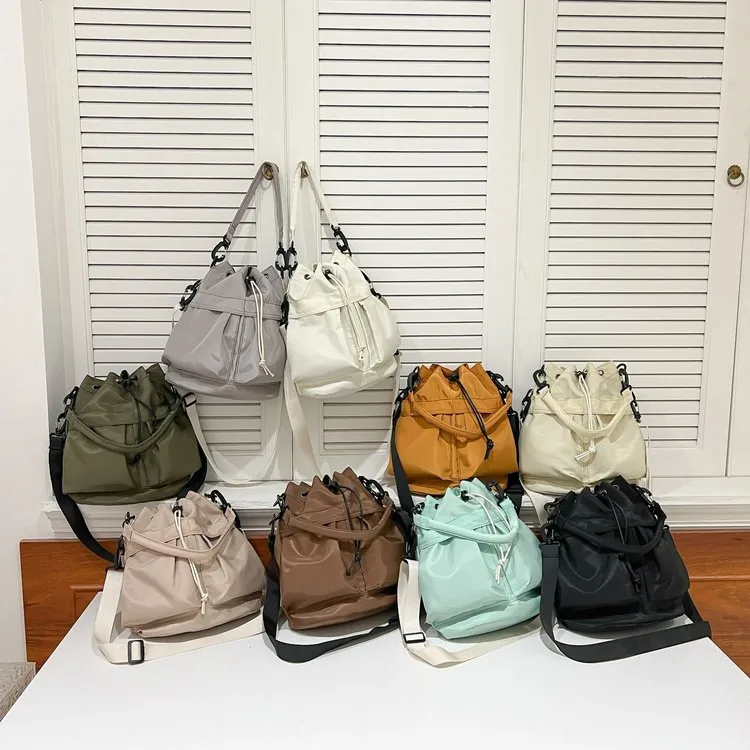 Drawstring Nylon Bucket Bag, image 2