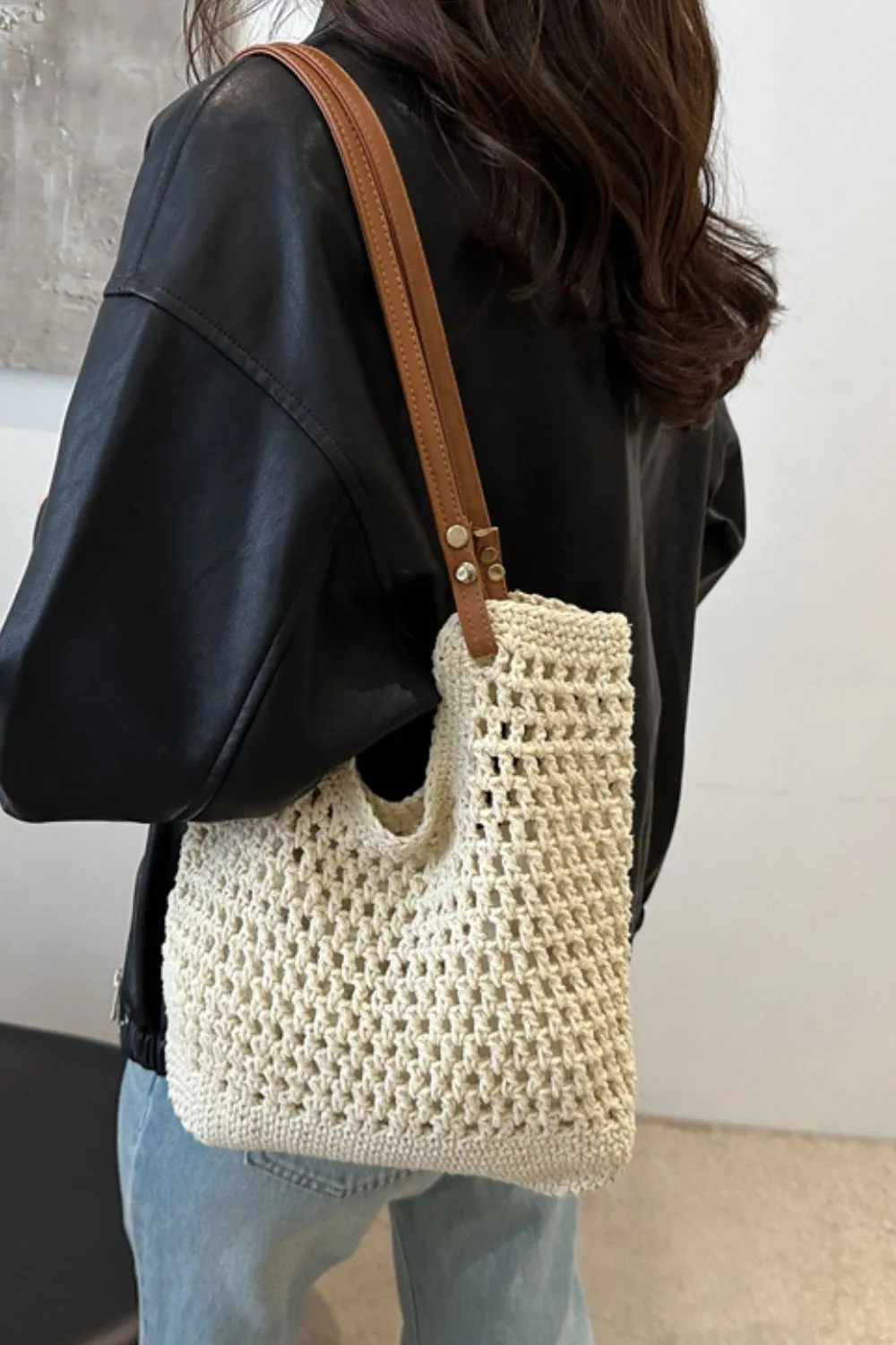 Openwork Woven Tote Bag, image 2