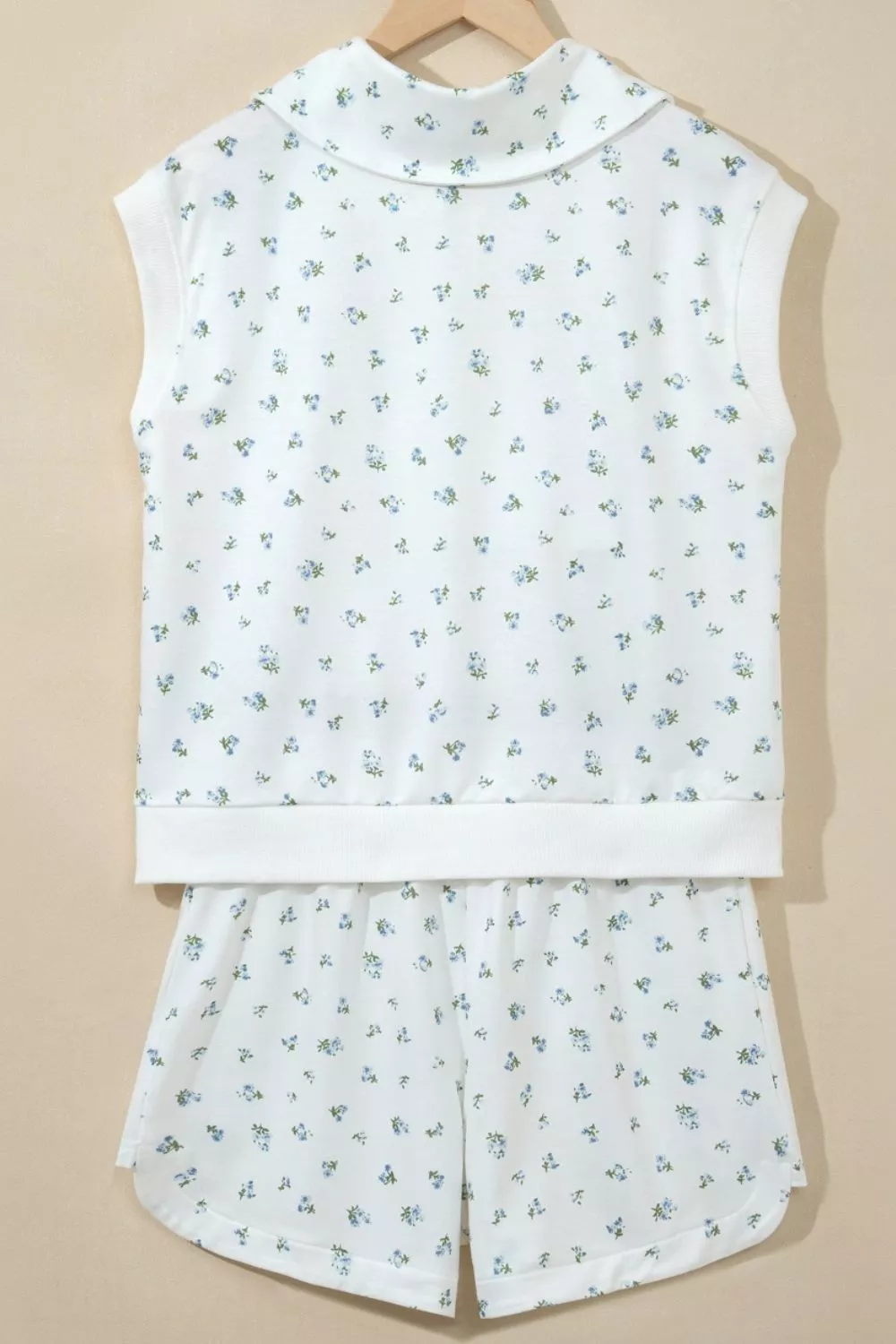 Floral Print Half Zip Top Matching Short Set, image 5