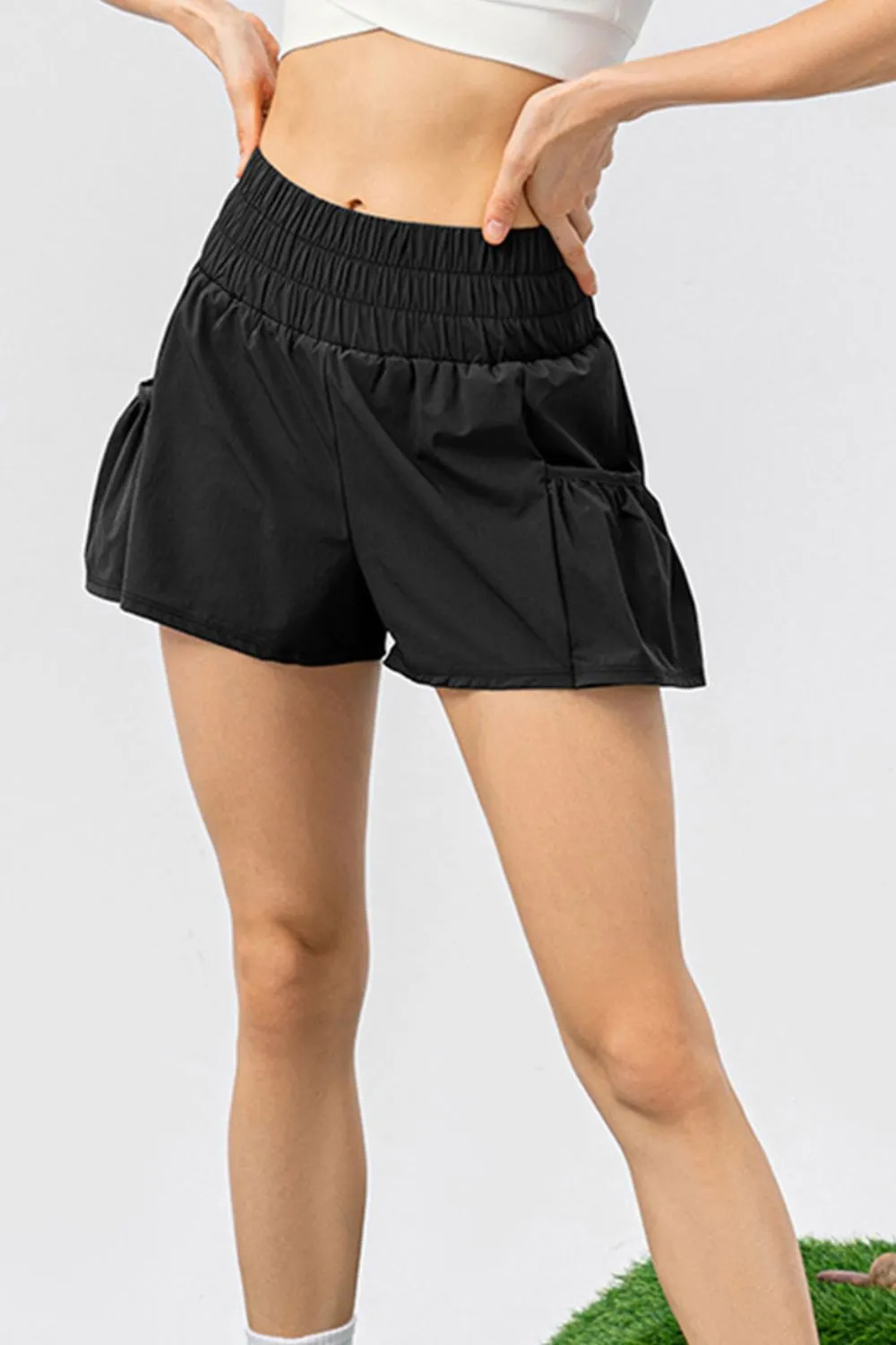 Elastic Waist Pocketed Active Shorts, image 6