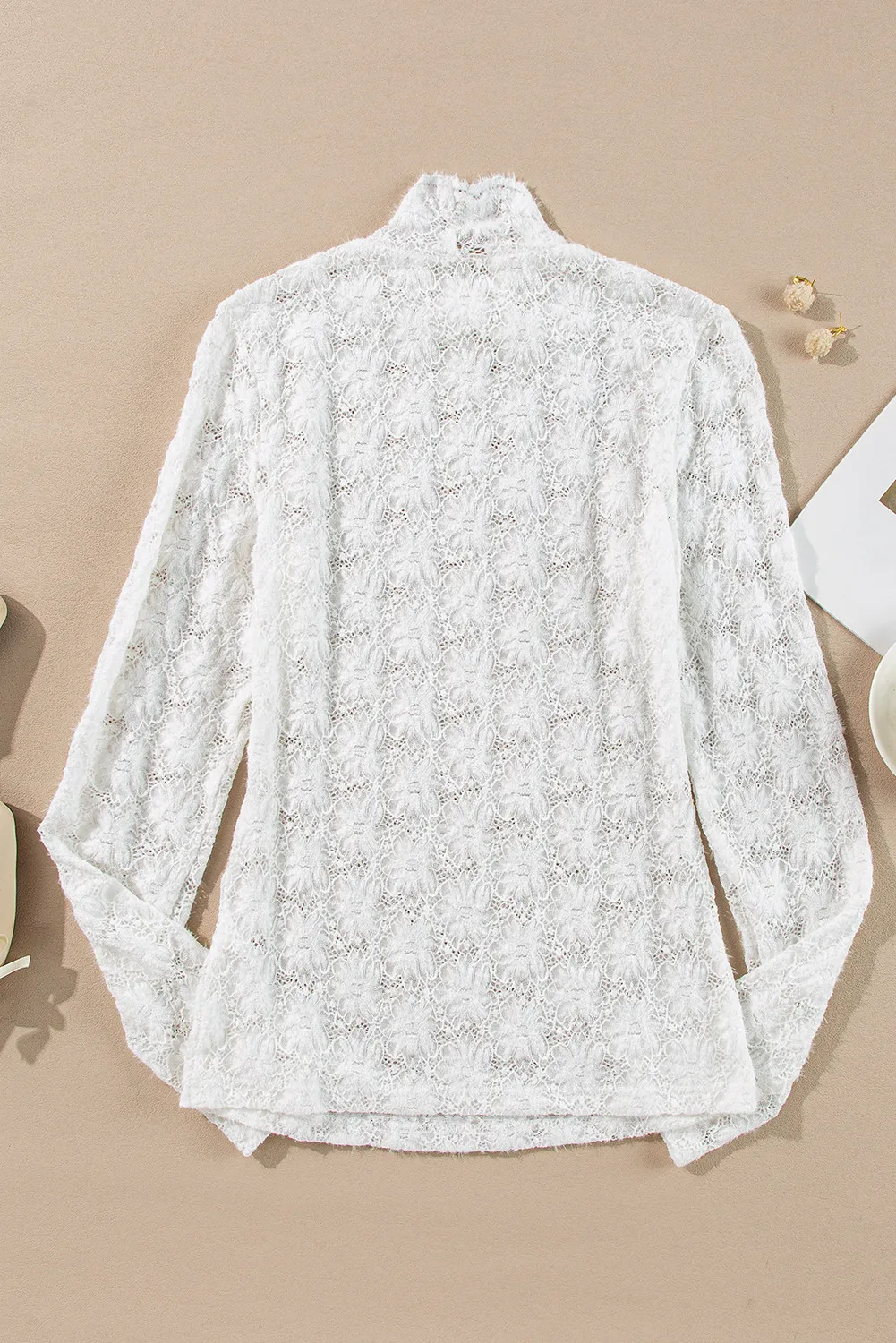 Lace Mock Neck Long Sleeve Top, image 7