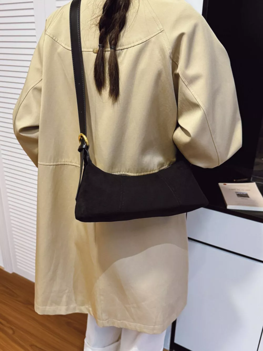 Vintage Suede Hobo Shoulder Bag, image 9