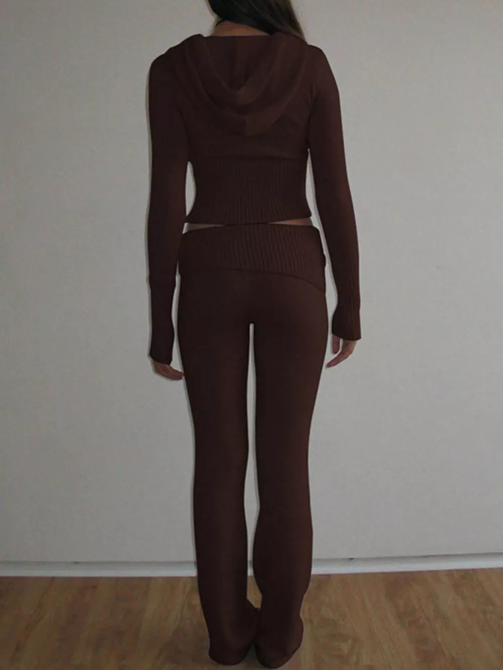 Zip Up Hooded Cardigan and Pants Sweater Set, image 9