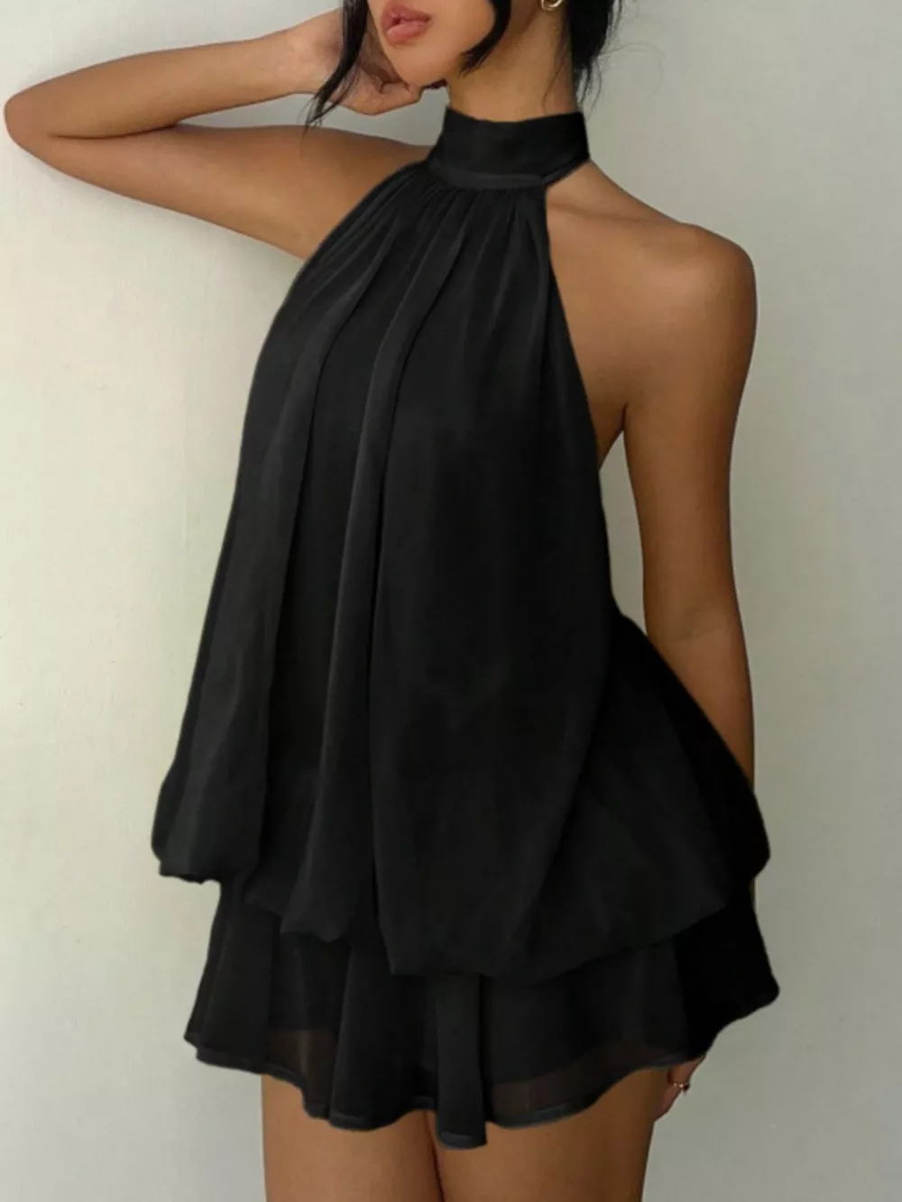 Halter Neck Layered Mini Dress, image 6