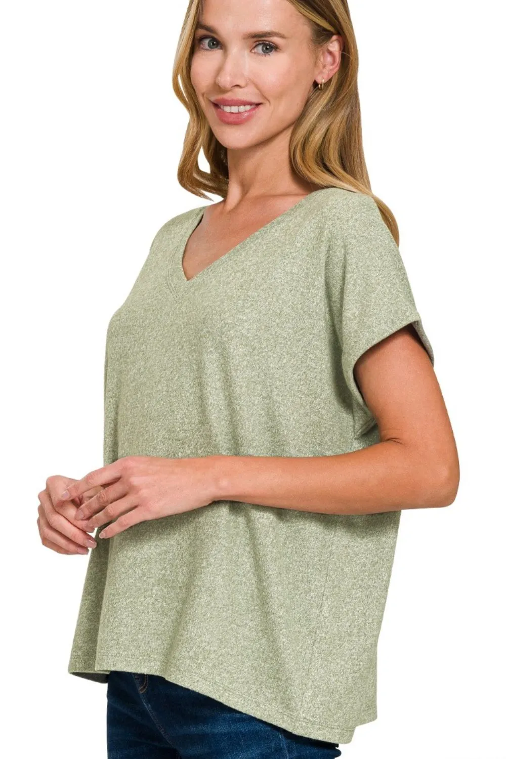 Soft Melange Hacci V-neck Tee, image 2