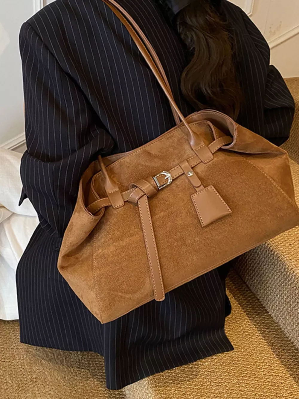 Lightweight Suede Shoulder Bag, image 17