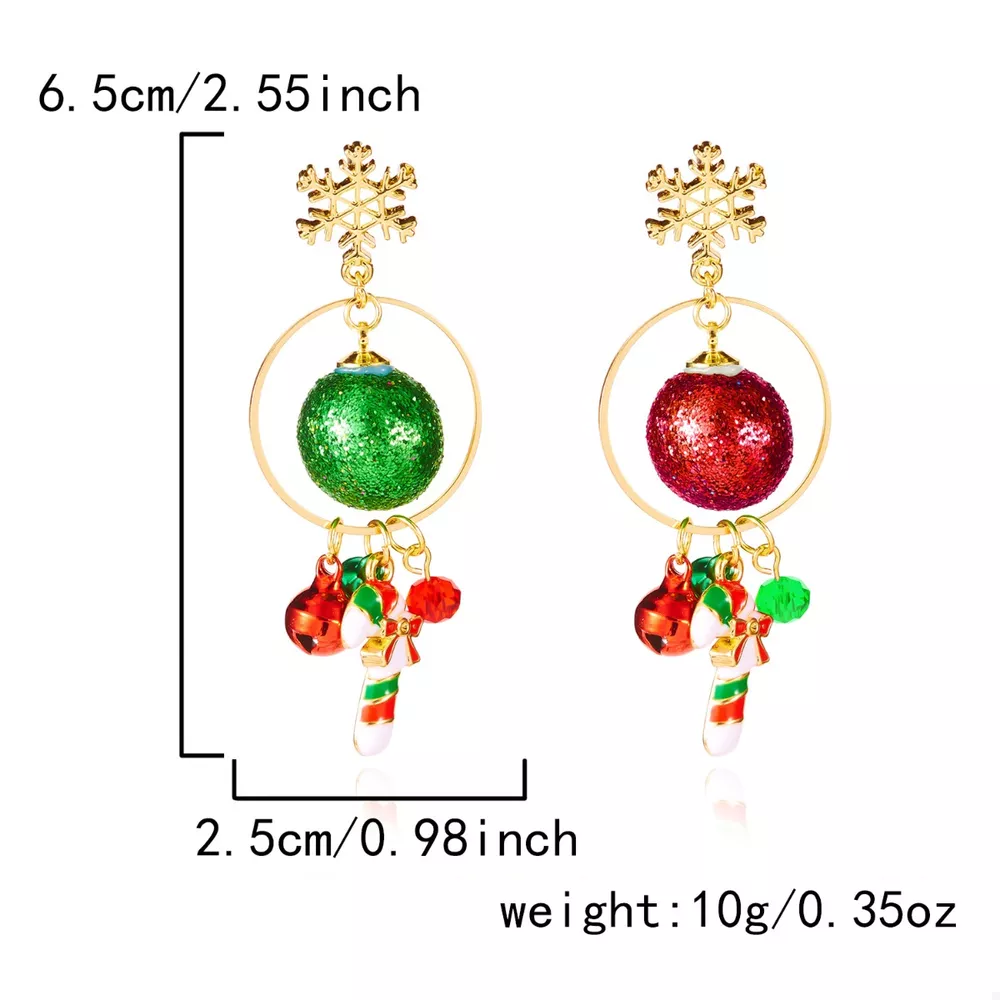 Christmas Snowflake Dangle Earrings with Colorful Beads, image 5