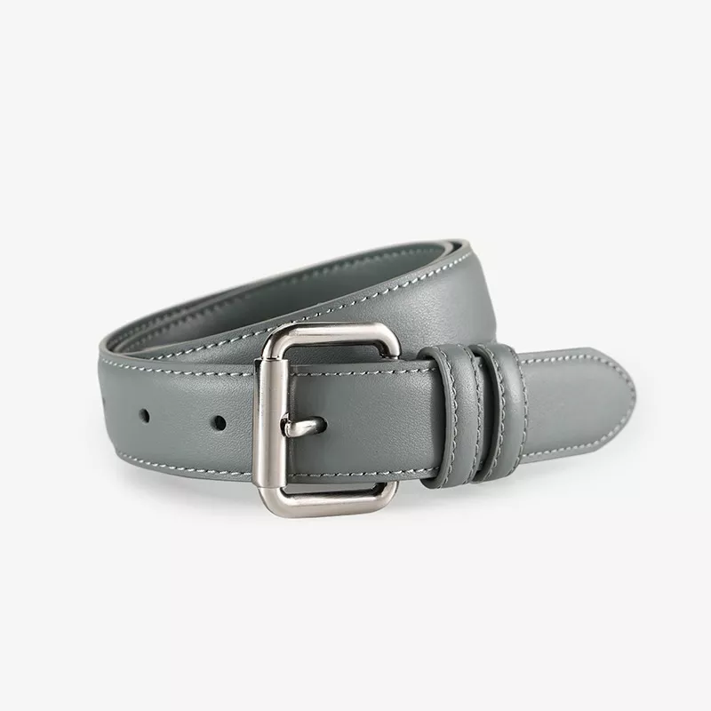 Classic Leather Belt with Buckle, image 3