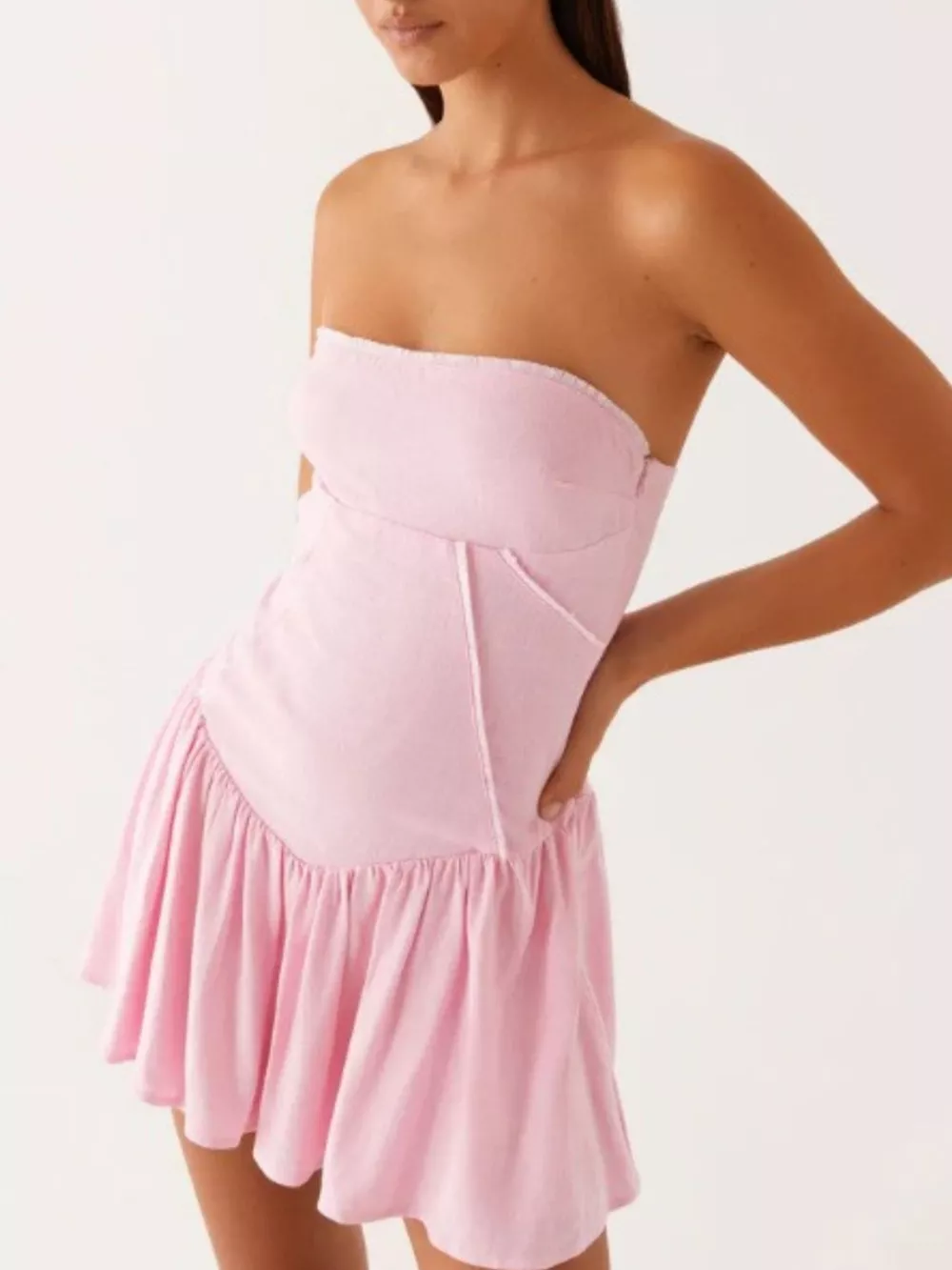 Lace Up Back Tube Dress, image 4